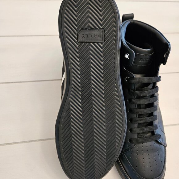 Bally Myles Black Calf Leather High Top Sneakers - Size 11 - Picture 8 of 10